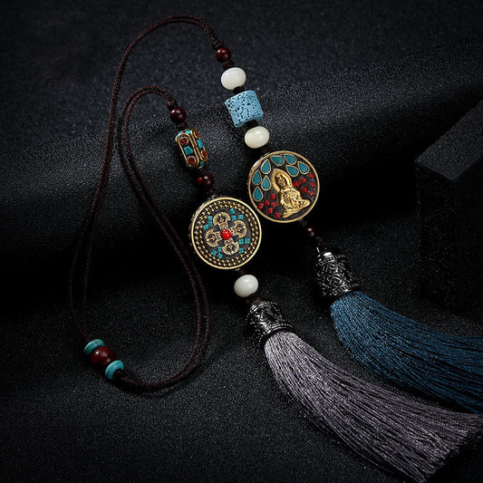 Serenity Tibetan Tassel Buddhist Car Hanging - Fortune & Karma