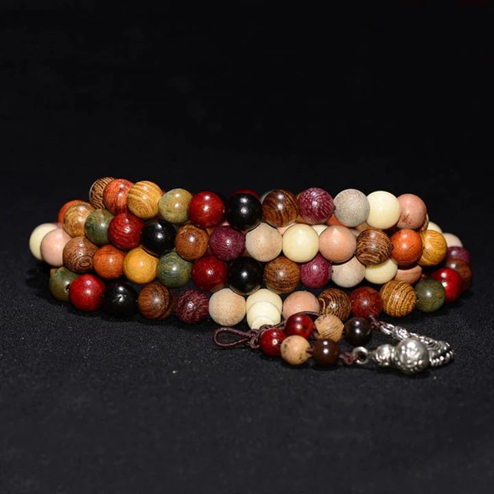 108 Beads Wenge Wood Mala Blessing Meditation Necklace Bracelet - Fortune & Karma