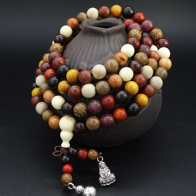 108 Beads Wenge Wood Mala Blessing Meditation Necklace Bracelet - Fortune & Karma