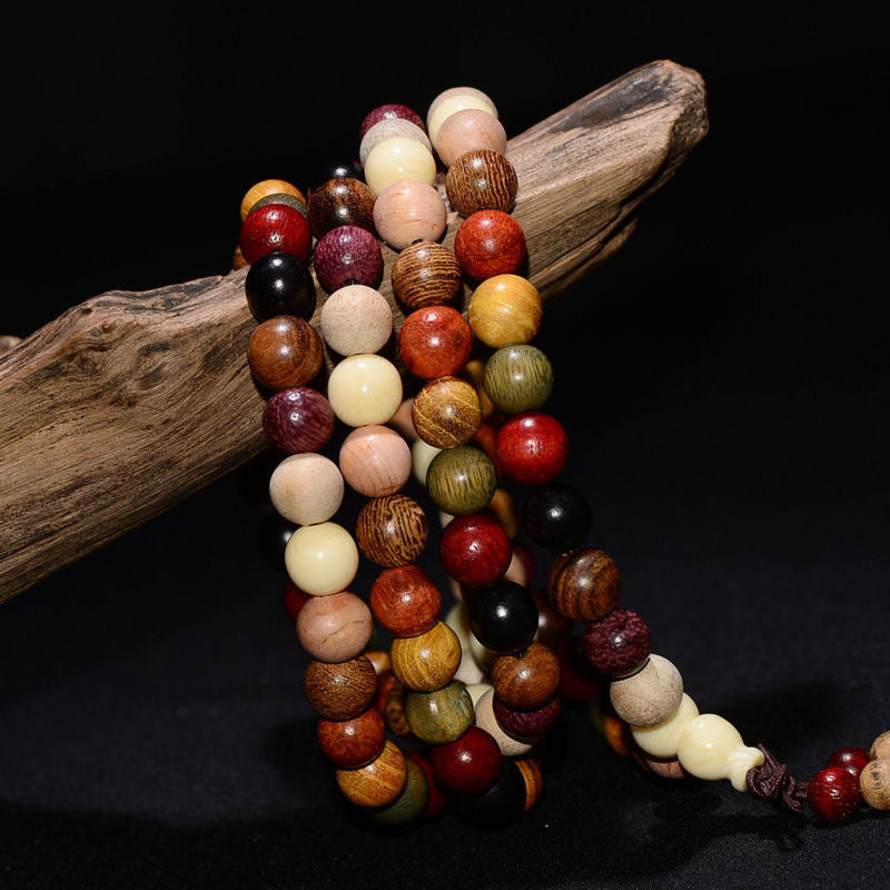 108 Beads Wenge Wood Mala Blessing Meditation Necklace Bracelet - Fortune & Karma