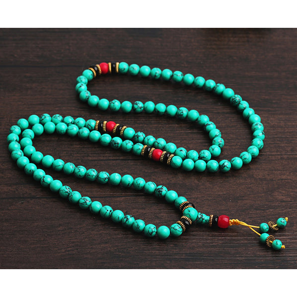 Tibetan Turquoise Healing Mala Necklace Bracelet - Fortune & Karma