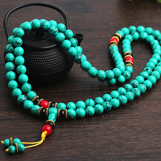 Tibetan Turquoise Healing Mala Necklace Bracelet - Fortune & Karma