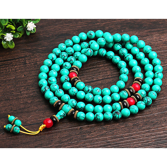 Tibetan Turquoise Healing Mala Necklace Bracelet - Fortune & Karma