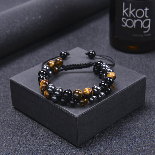 Tiger Eye Agate Black Obsidian Bracelet - Fortune & Karma