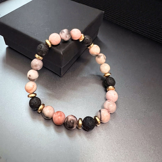 Pink Zebra Jasper Energy Bracelet - Fortune & Karma