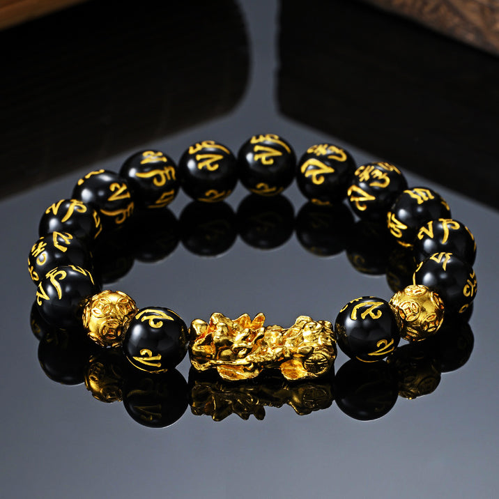 Feng Shui Pixiu Black Obsidian Wealth Bracelet - Attract Wealth - Fortune & Karma