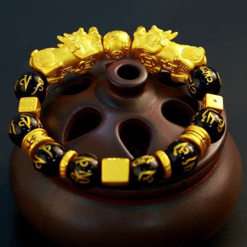 Gold-Plated Double Pixiu Bracelet - Extreme Wealth & Protection - Fortune & Karma