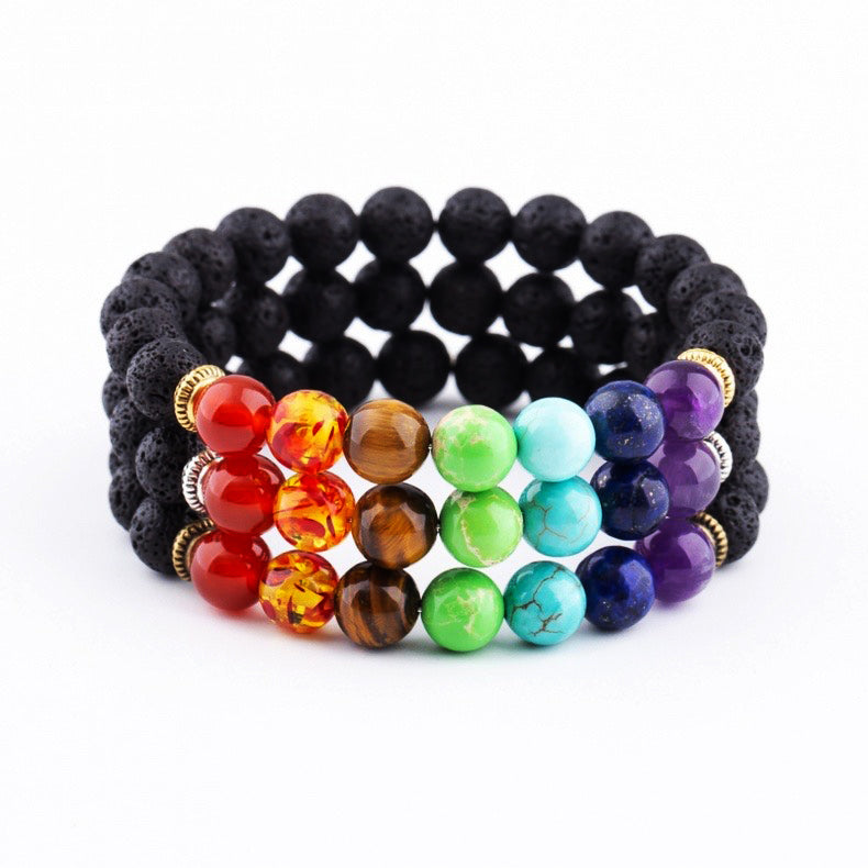 7 Chakra Lava Stone Bracelet - Essential Oil Diffuser - Fortune & Karma
