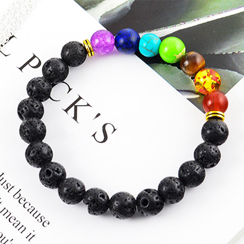 7 Chakra Lava Stone Bracelet - Essential Oil Diffuser - Fortune & Karma