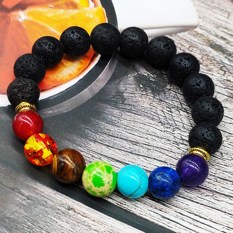7 Chakra Lava Stone Bracelet - Essential Oil Diffuser - Fortune & Karma