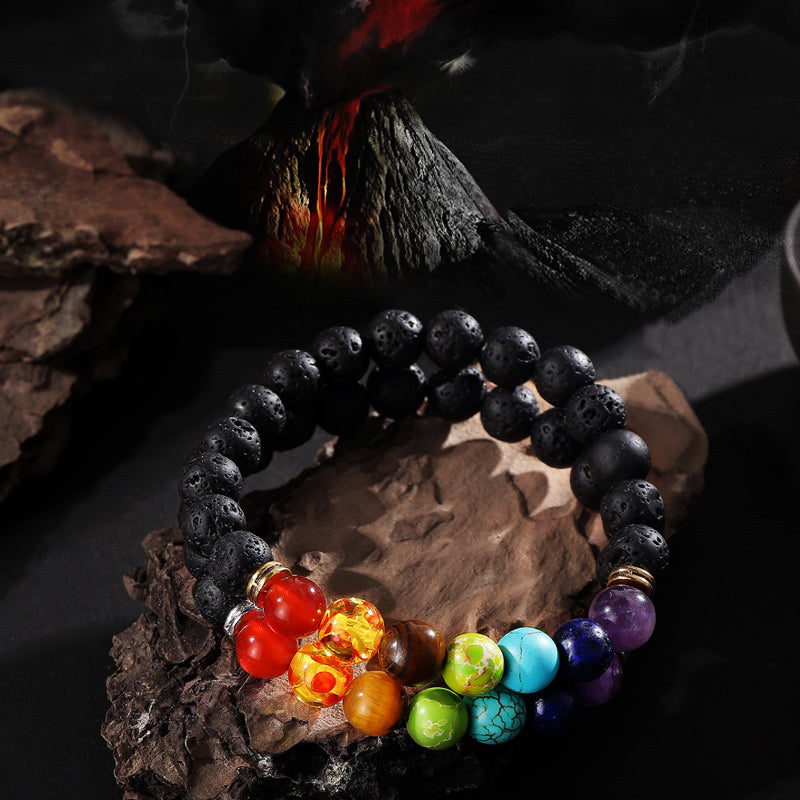 7 Chakra Lava Stone Bracelet - Essential Oil Diffuser - Fortune & Karma