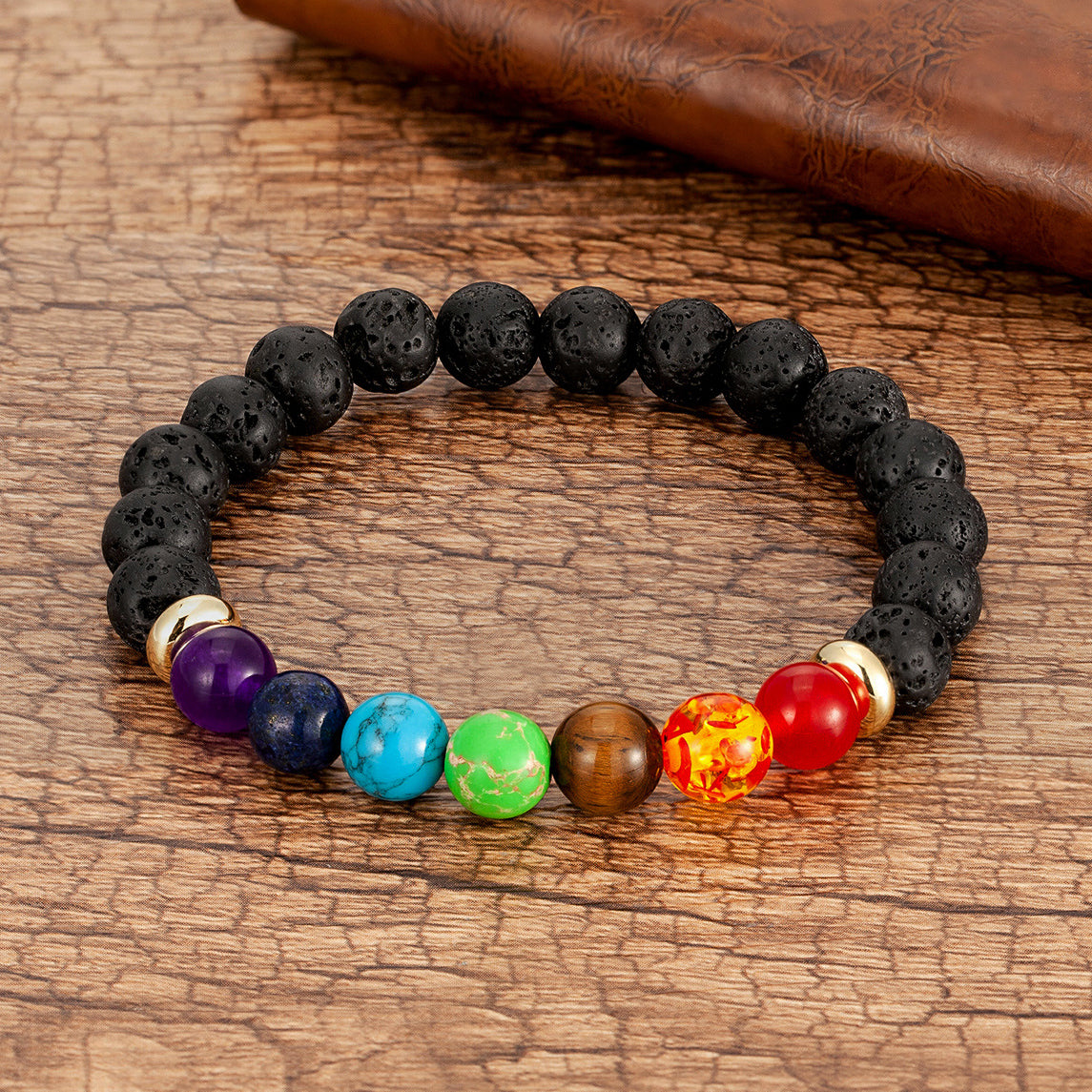 7 Chakra Lava Stone Bracelet - Essential Oil Diffuser - Fortune & Karma