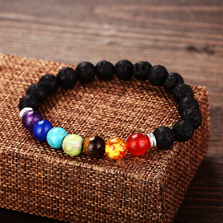 7 Chakra Lava Stone Bracelet - Essential Oil Diffuser - Fortune & Karma