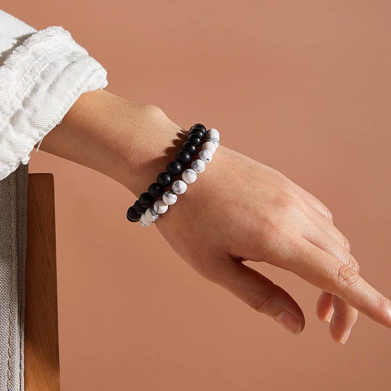Black & White Distance Bracelets Bundle - For Couples - Fortune & Karma