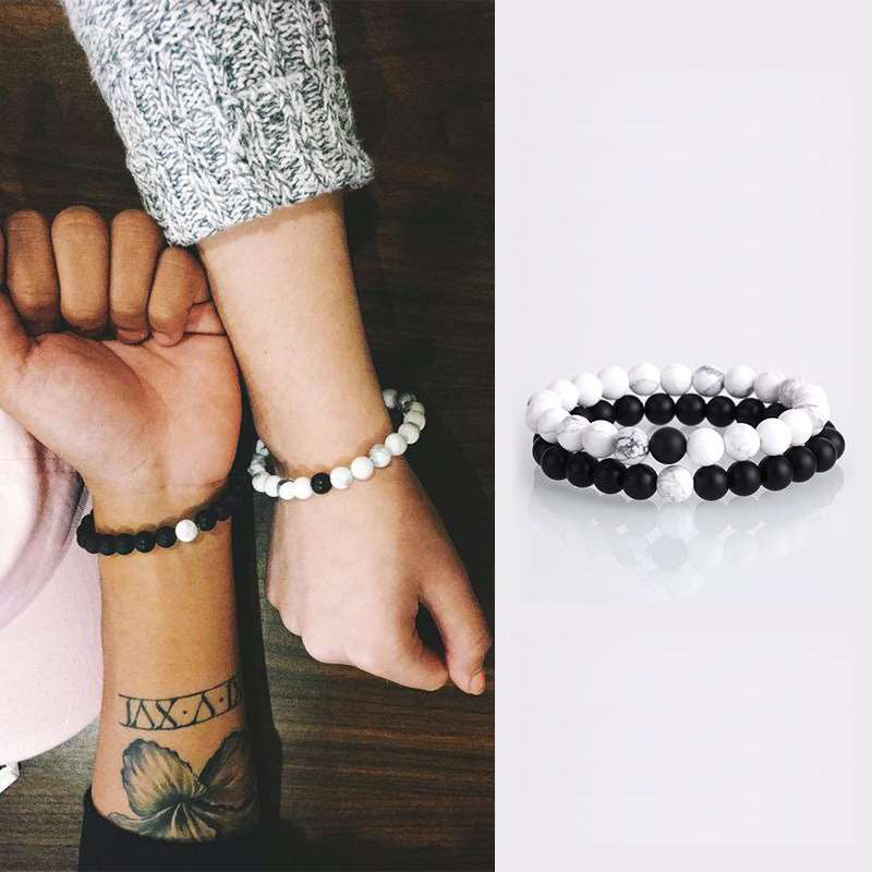 Black & White Distance Bracelets Bundle - For Couples - Fortune & Karma