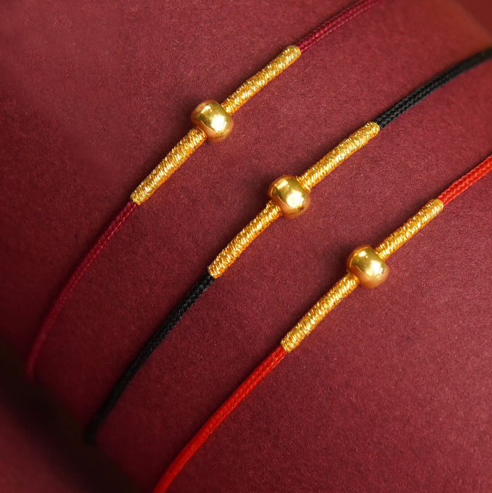 Golden Bead Protection Braided Rope Bracelet Anklet - Fortune & Karma
