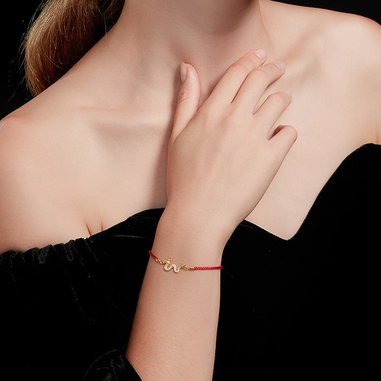Golden Dragon Luck Red Rope Chain Bracelet - Fortune & Karma