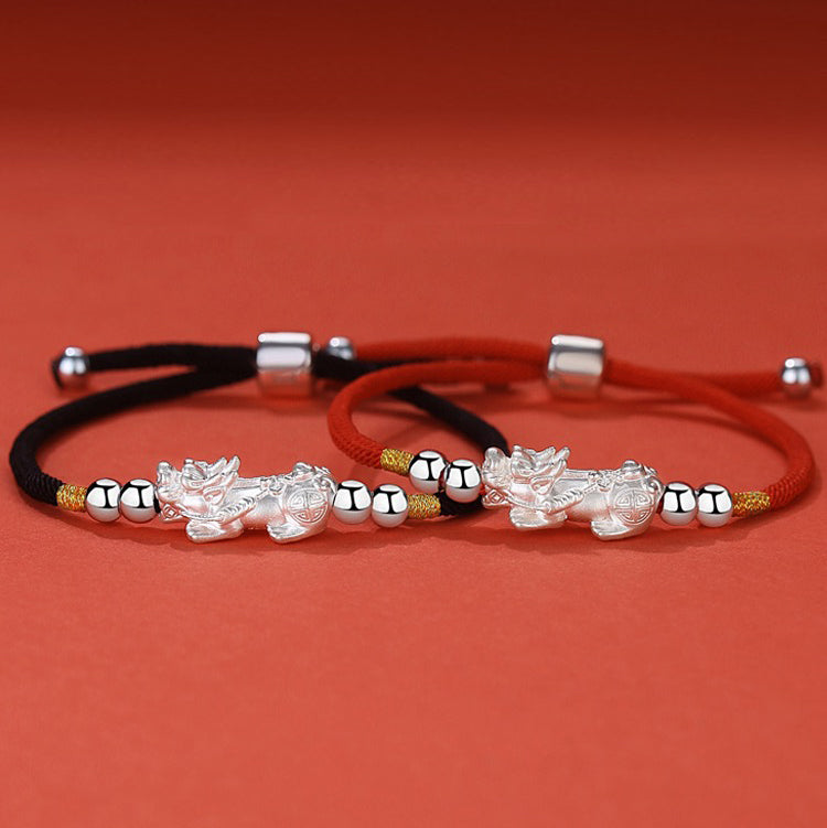 Gold-Plated PiXiu Luck Red String Bracelet - Fortune & Karma