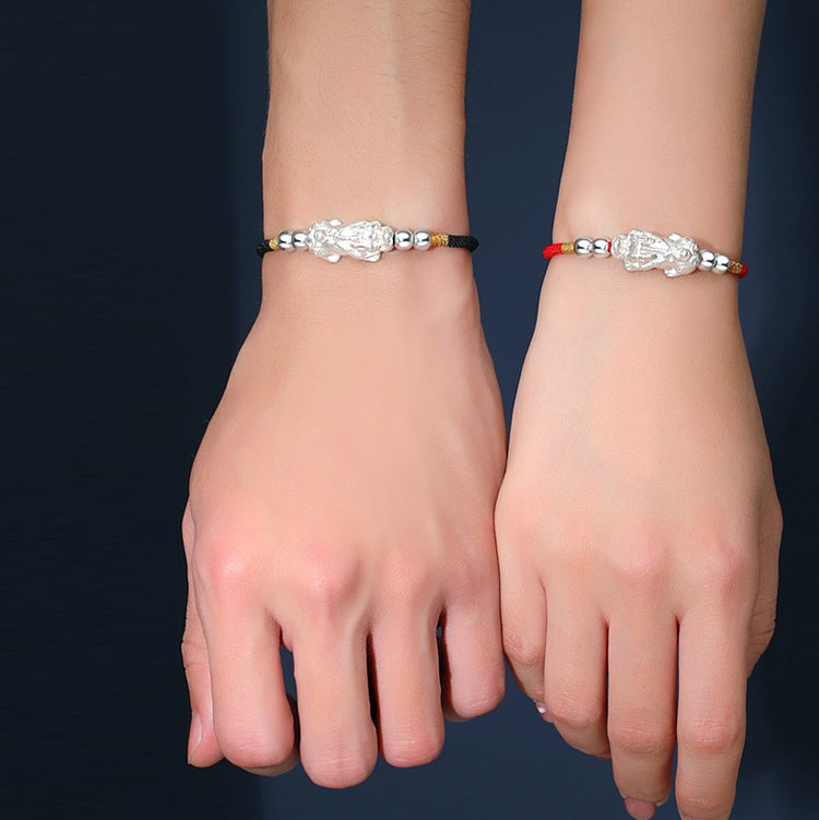 Gold-Plated PiXiu Luck Red String Bracelet - Fortune & Karma