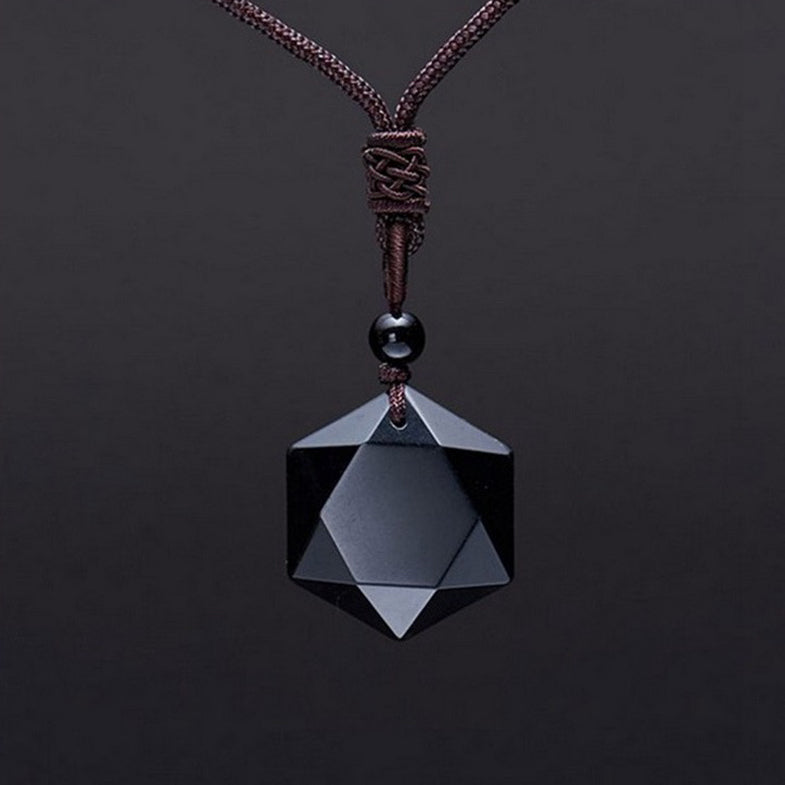 Black Obsidian Talisman Necklace - Fortune & Karma