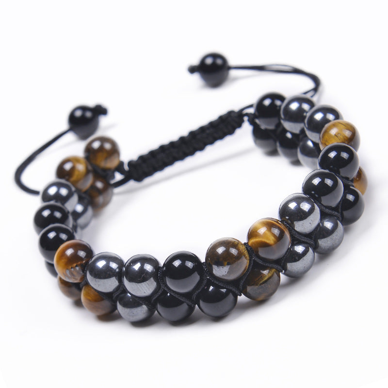 Tiger Eye Agate Black Obsidian Bracelet - Fortune & Karma