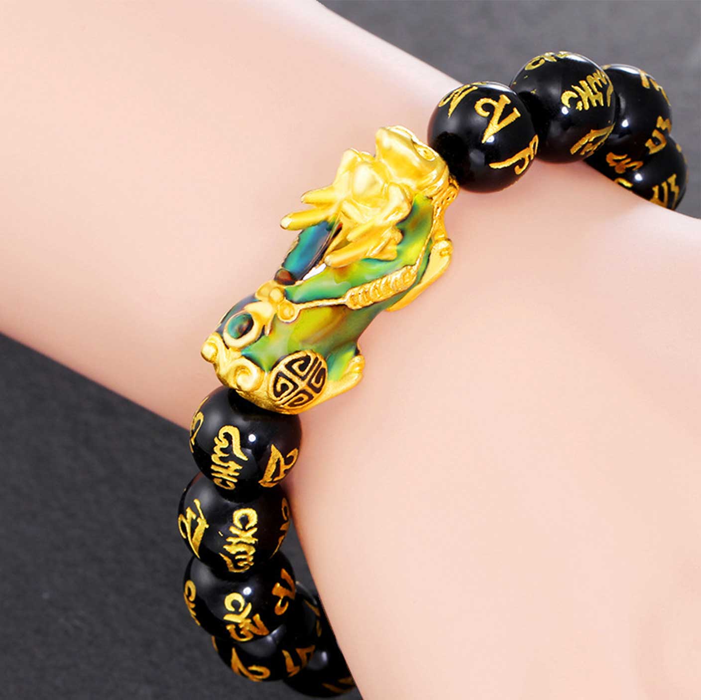 Color-Changing Pixiu Obsidian Wealth Bracelet - Fortune & Karma