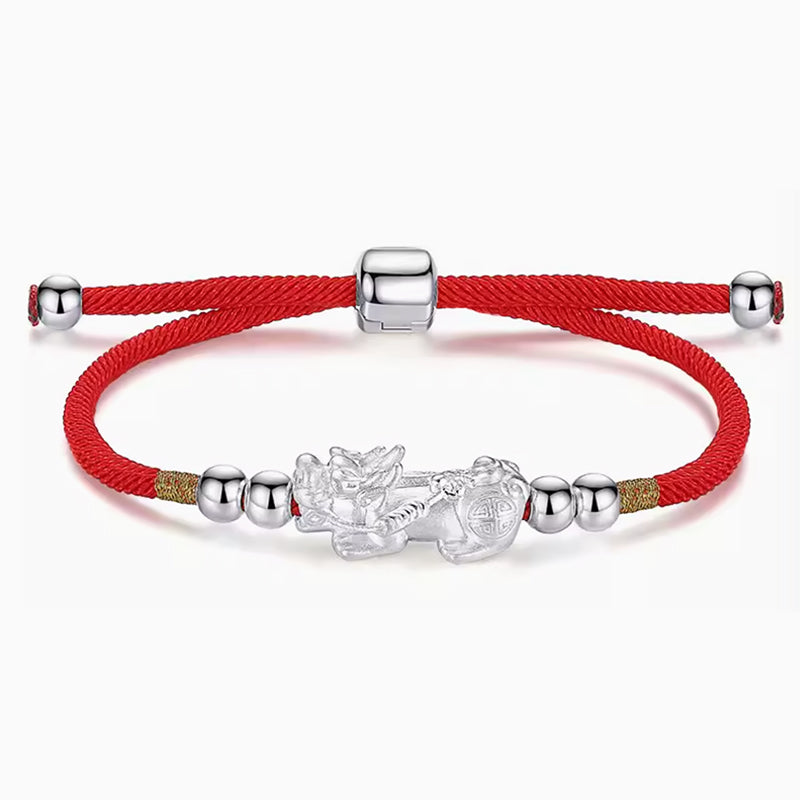 Gold-Plated PiXiu Luck Red String Bracelet - Fortune & Karma