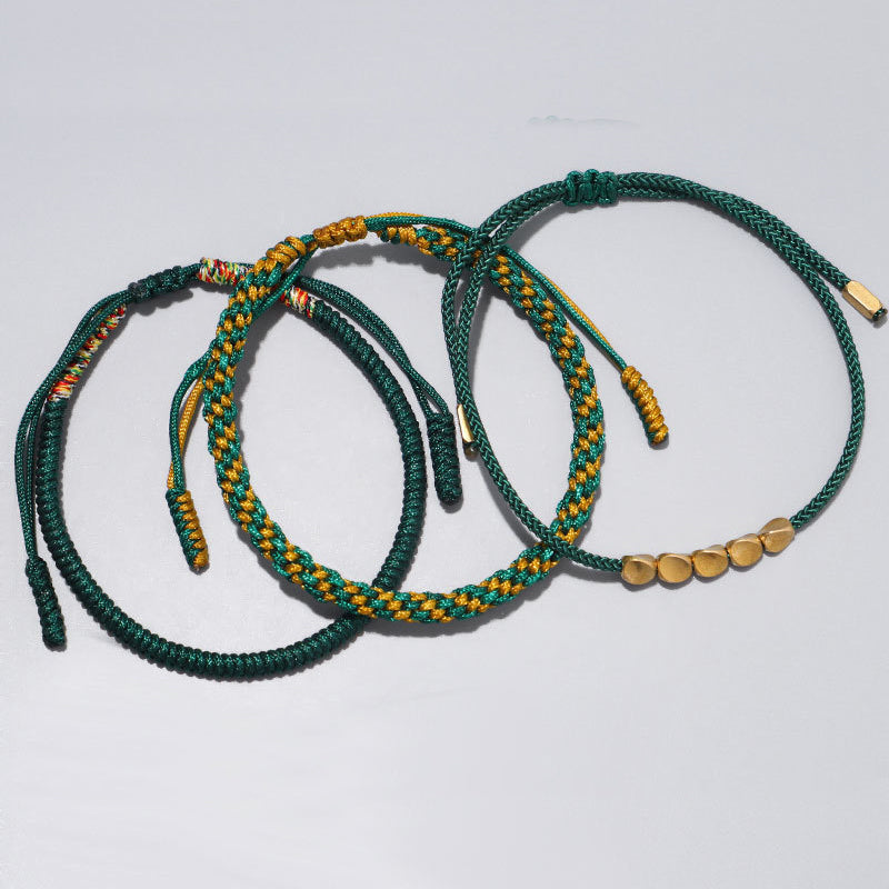 3-Piece Tibetan Copper Beads Healing Protection Luck Bracelet Set - Fortune & Karma