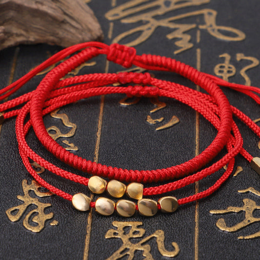 3-Piece Tibetan Copper Beads Healing Protection Luck Bracelet Set - Fortune & Karma