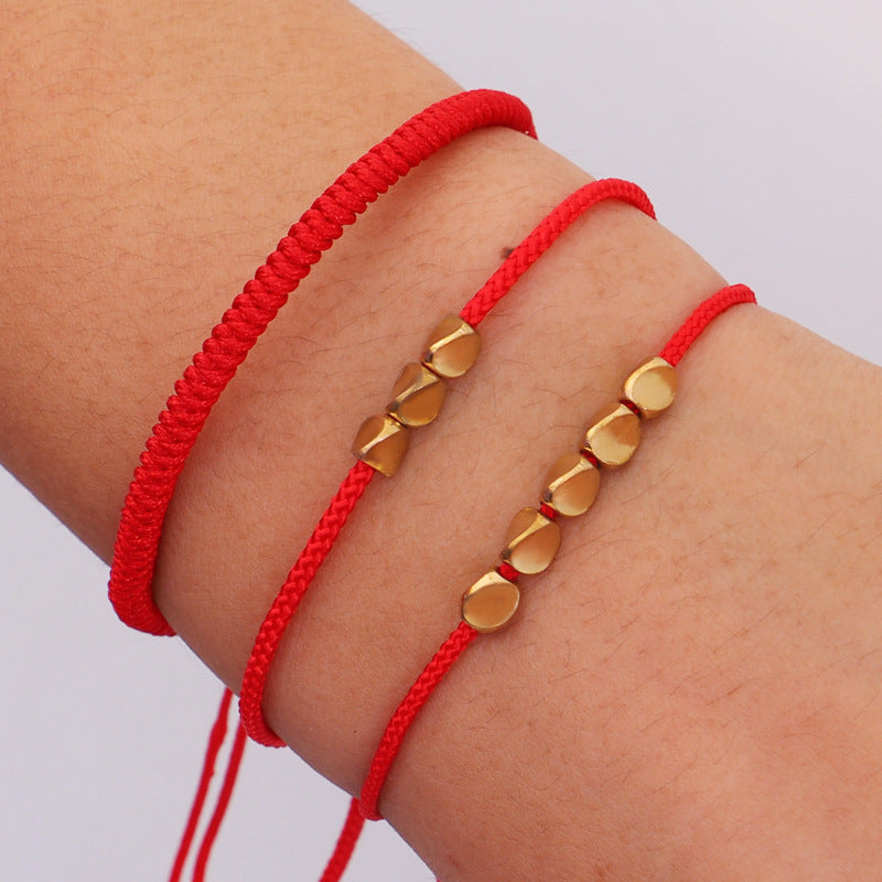 3-Piece Tibetan Copper Beads Healing Protection Luck Bracelet Set - Fortune & Karma