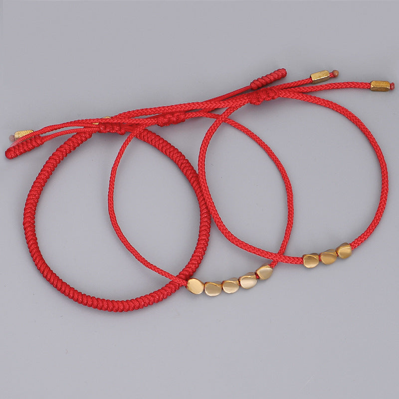 3-Piece Tibetan Copper Beads Healing Protection Luck Bracelet Set - Fortune & Karma
