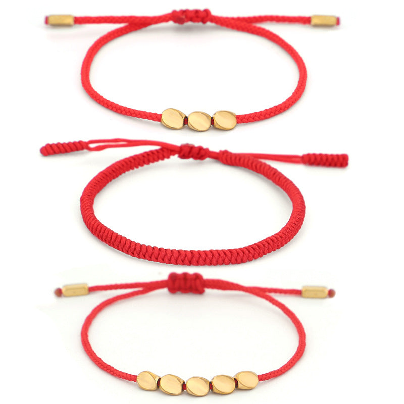 3-Piece Tibetan Copper Beads Healing Protection Luck Bracelet Set - Fortune & Karma