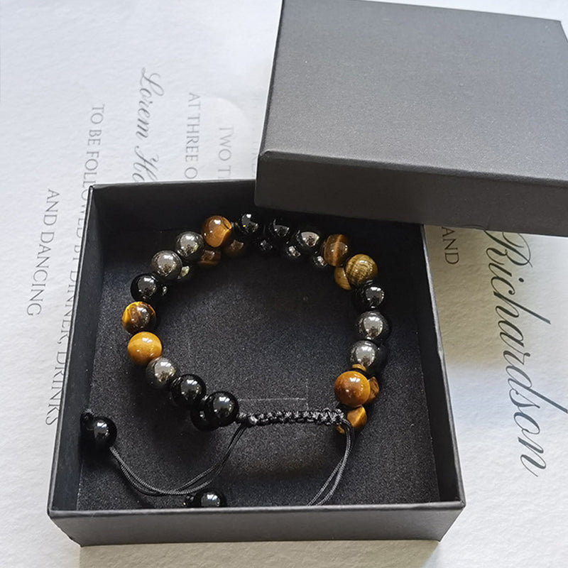 Tiger Eye Agate Black Obsidian Bracelet - Fortune & Karma