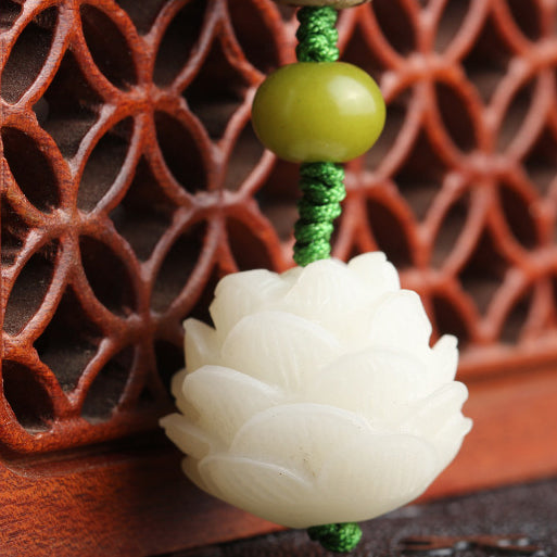 White Jade Bodhi Lotus Mala Harmony Necklace Bracelet - Fortune & Karma