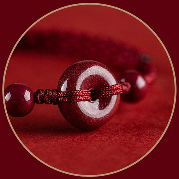 Cinnabar Peace Buckle Safe and Healthy Charm Blessing String Bracelet Anklet - Fortune & Karma