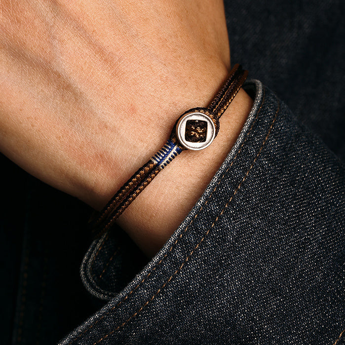 925 Sterling Silver Handmade Button Protection Weave String Bracelet - Fortune & Karma