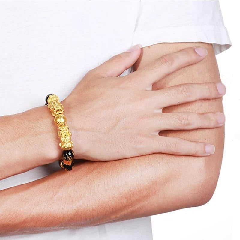 Gold-Plated Double Pixiu Bracelet - Extreme Wealth & Protection - Fortune & Karma