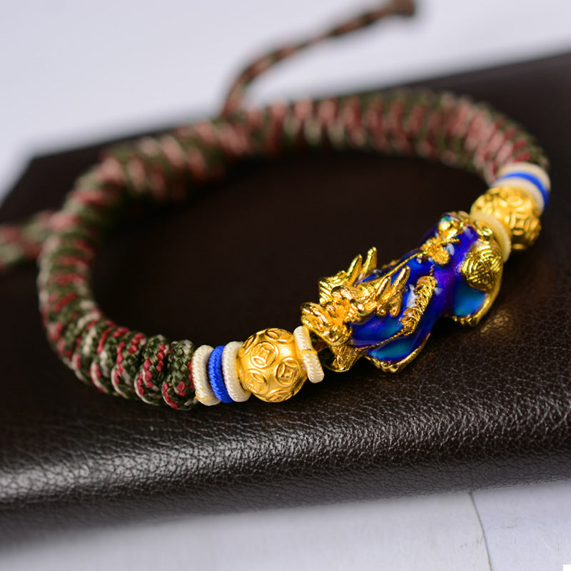 Feng Shui PiXiu Color Change Copper Coin Beads Wealth String Bracelet - Fortune & Karma