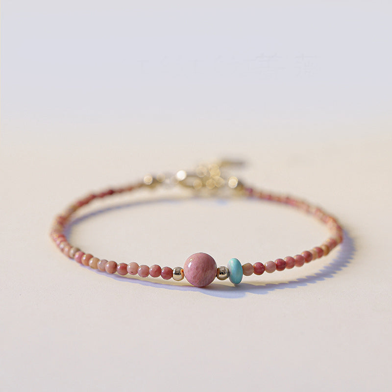 14K Gold Plated Natural Rhodonite Loving Energy Chain Bracelet - Fortune & Karma
