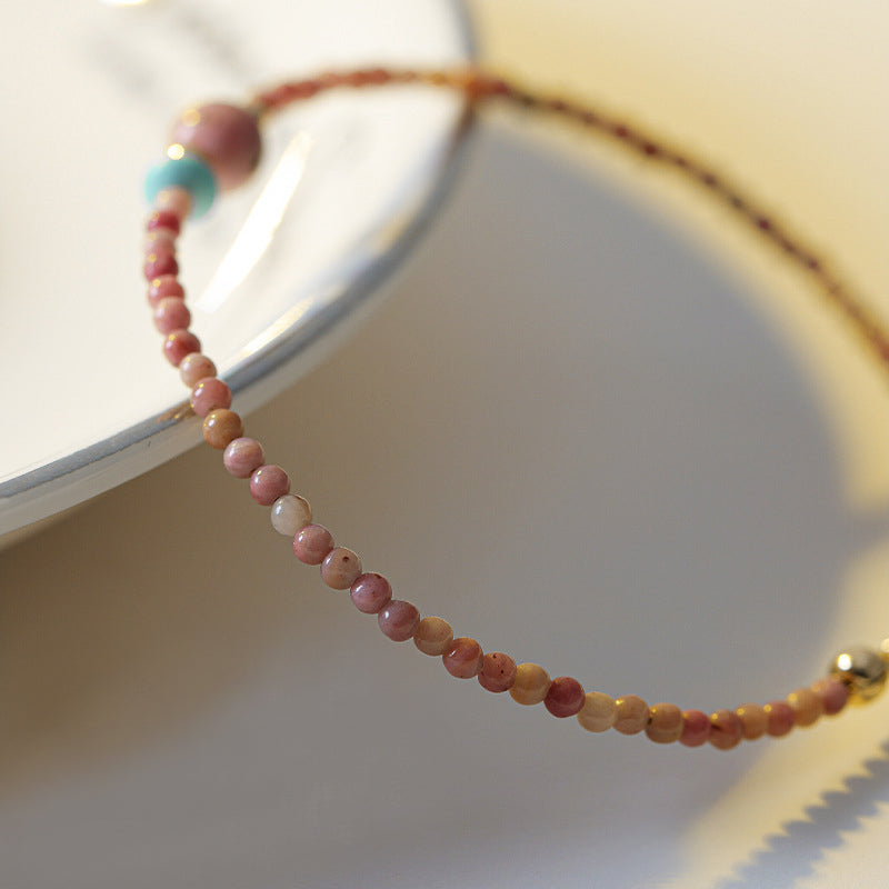 14K Gold Plated Natural Rhodonite Loving Energy Chain Bracelet - Fortune & Karma