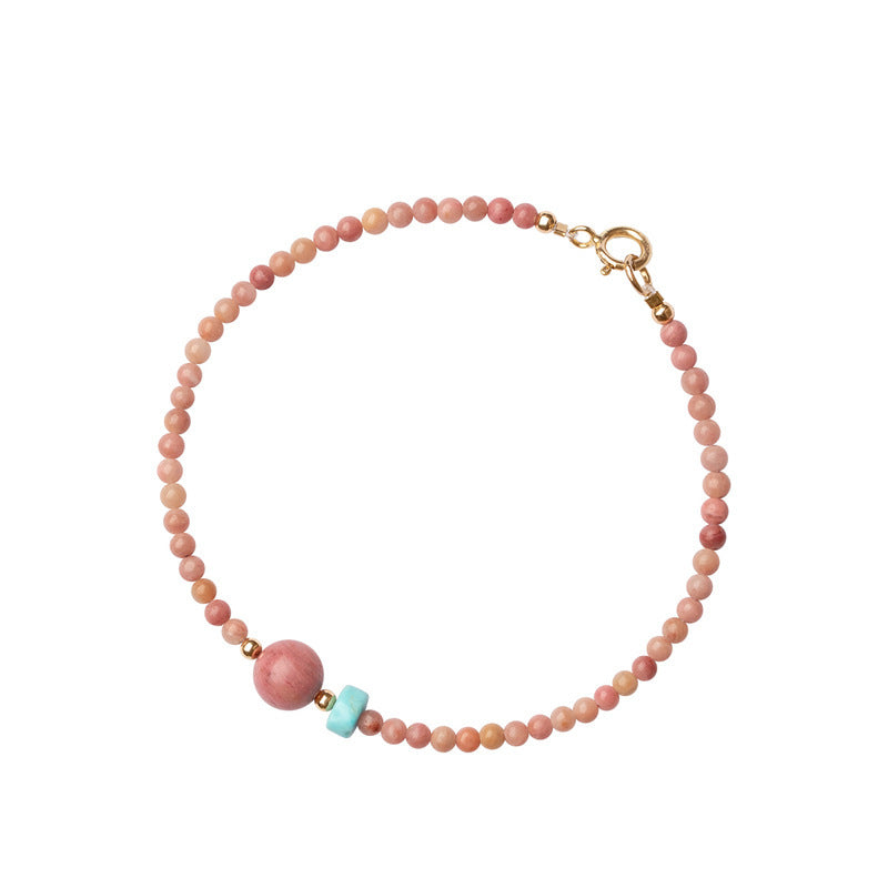 14K Gold Plated Natural Rhodonite Loving Energy Chain Bracelet - Fortune & Karma