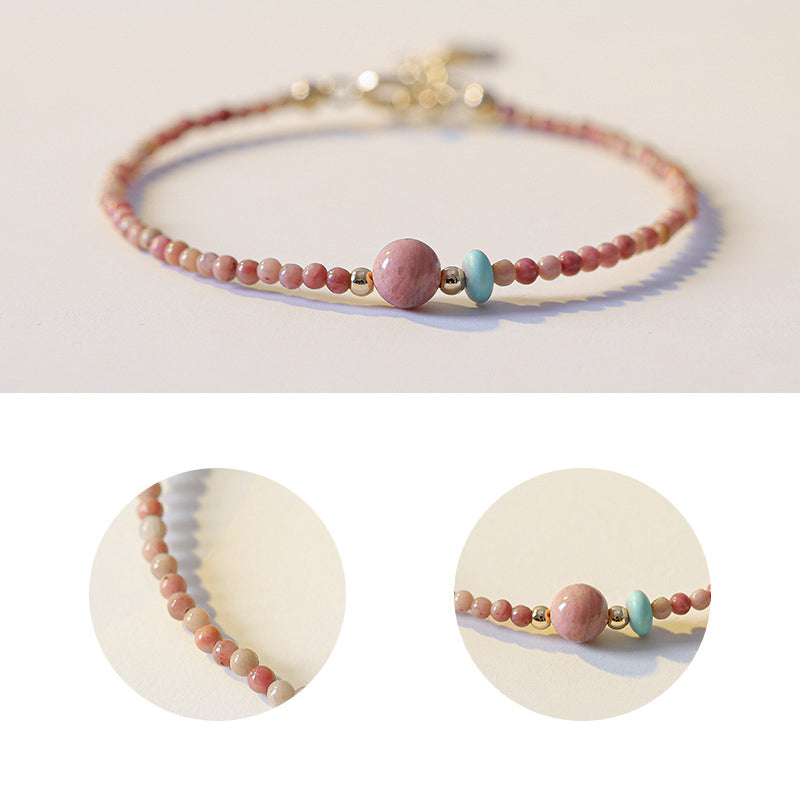 14K Gold Plated Natural Rhodonite Loving Energy Chain Bracelet - Fortune & Karma