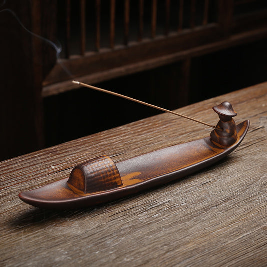 A Lonely Fisherman Afloat Ceramic Healing Incense Burner