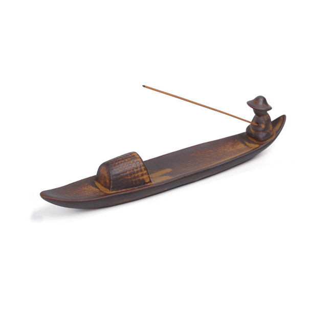 A Lonely Fisherman Afloat Ceramic Healing Incense Burner