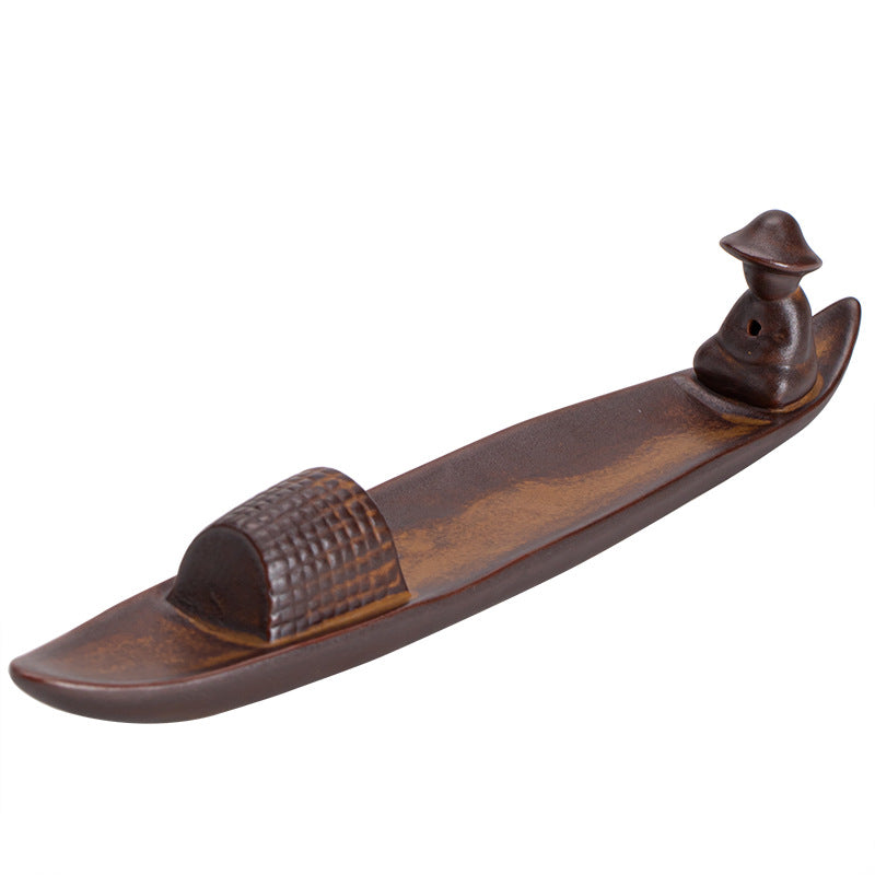 A Lonely Fisherman Afloat Ceramic Healing Incense Burner