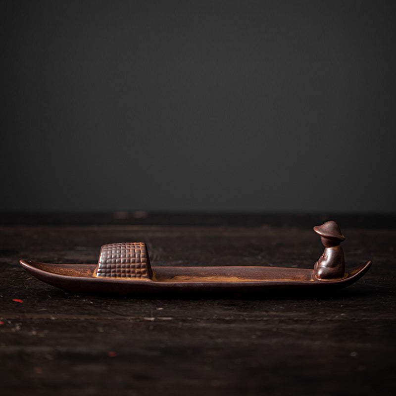 A Lonely Fisherman Afloat Ceramic Healing Incense Burner