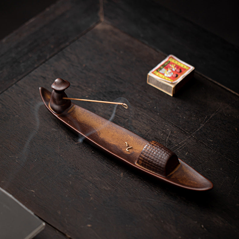 A Lonely Fisherman Afloat Ceramic Healing Incense Burner