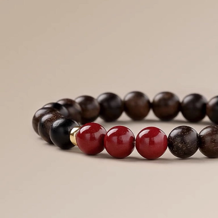 Fortune & Karma Agarwood & Cinnabar Peace Bracelet