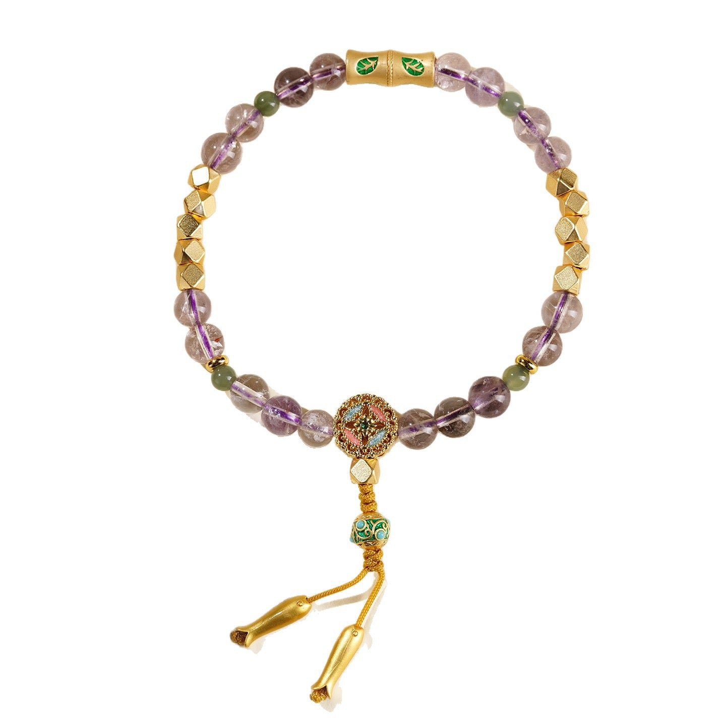 Amethyst Jade Bamboo Blessing Bracelet