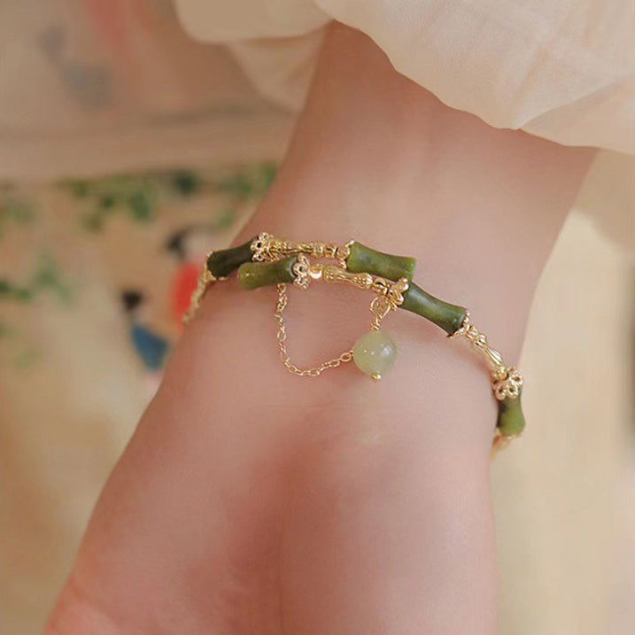 Bamboo Jade Pattern Luck Bracelet Bangle - Fortune & Karma